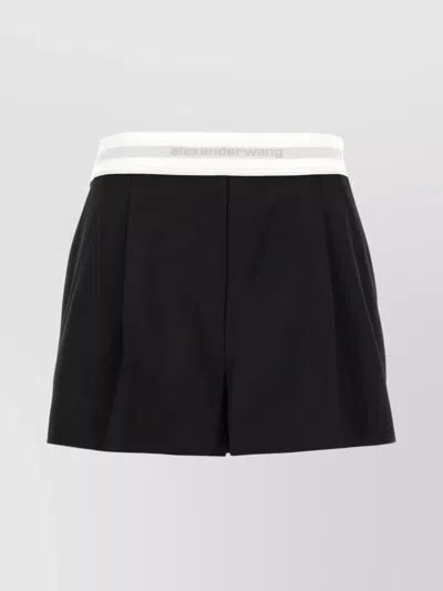 Alexander Wang Elastic Waistband Shorts With Back And Side Pockets In Black