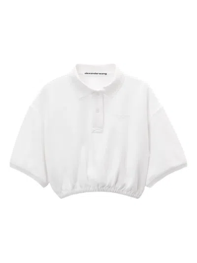 Alexander Wang Elasticated-hem Cropped Polo Top In White