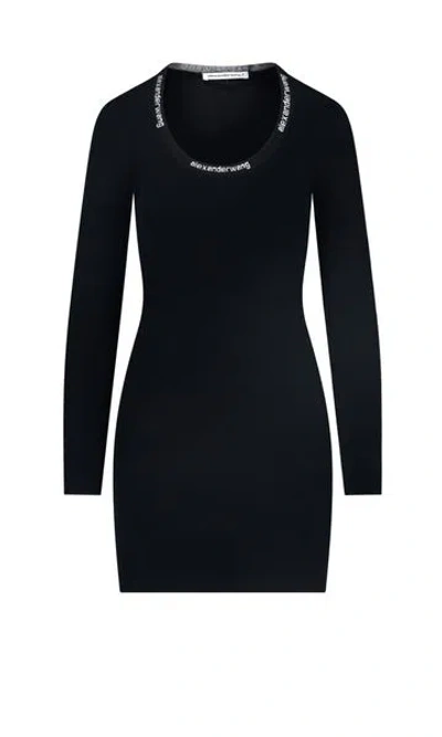 Alexander Wang Elasticated Knit Mini-dress For Women In Black