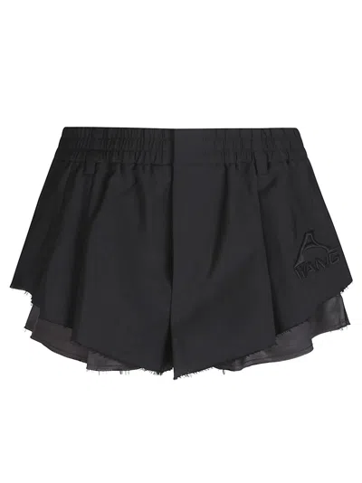 Alexander Wang Elasticated Sartorial Logo Embroidery Short In Black