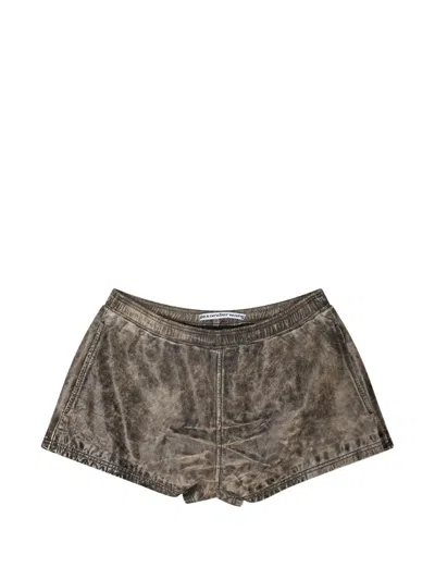 Alexander Wang Elasticated-waistband Leather Shorts In Brown