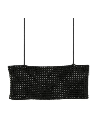 Alexander Wang Crystal Hotfix Detailed Bandeau Bra In Black