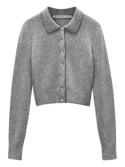 Alexander Wang Embellished Cardigan In Gray