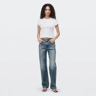 Alexander Wang Embellished Chain Straight Jean In Tinted Medium Indigo