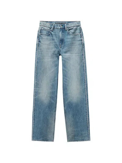 Alexander Wang Embellished Chain Straight Jeans In Blue