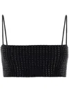 Alexander Wang Embellished Stretch Nylon Crop Top In Black
