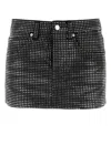 Alexander Wang Crystal Hotfix Miniskirt In Washedblack