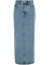 Alexander Wang Embellished Denim Skirt With Pockets And Stitching In Blue