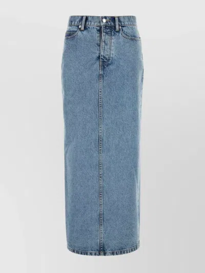 ALEXANDER WANG EMBELLISHED DENIM SKIRT WITH POCKETS AND STITCHING