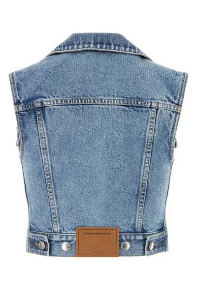 Alexander Wang Embellished Denim Vest In Blue