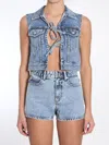 Alexander Wang Blue Clear Bead Hotfix Denim Vest