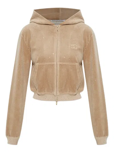 Alexander Wang Embellished Hoodie In Brown