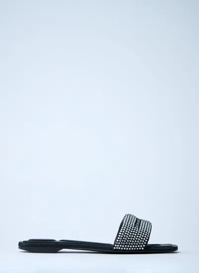 Alexander Wang Embellished Logo Motif Slides In Black
