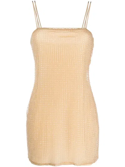 Alexander Wang Bead-embellished Mini Dress In Nude