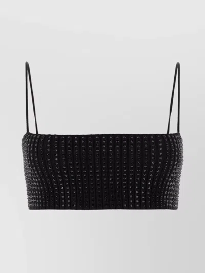 Alexander Wang Crystal Hotfix Detailed Bandeau Bra In Black