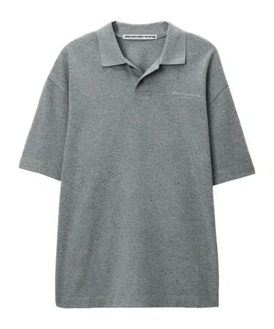 Alexander Wang Embellished Short-sleeved Polo Shirt In White
