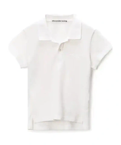 Alexander Wang Embellished Short-sleeved Polo Shirt In White