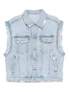 Alexander Wang Embellished Sleeveless Denim Jacket In Blue