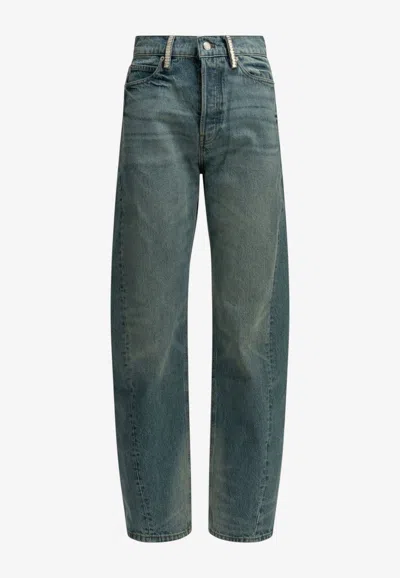 Alexander Wang Embellished Straight Jeans In Blue