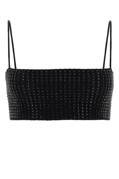 ALEXANDER WANG EMBELLISHED STRETCH NYLON CROP TOP