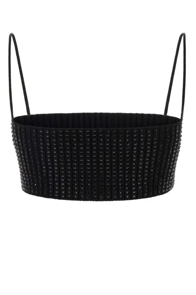 Alexander Wang Crystal Hotfix Detailed Bandeau Bra In Black