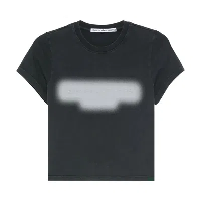 Pre-owned Alexander Wang Emboss Graphic Shrunken Tee 'washed Black' | Women's Size M
