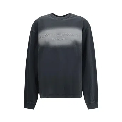 Pre-owned Alexander Wang Emboss Logo Long-sleeve Tee 'washed Black' | Men's Size Xxs