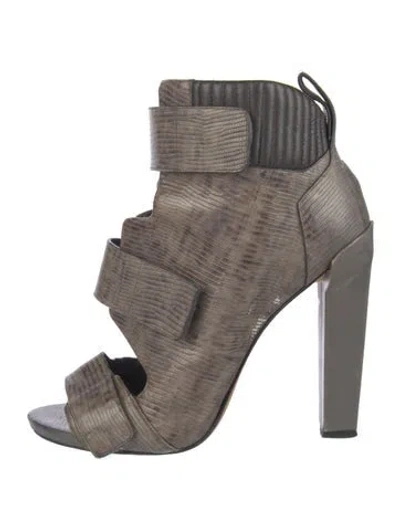 Pre-owned Alexander Wang Embossed Leather Animal Print Boots In Grey