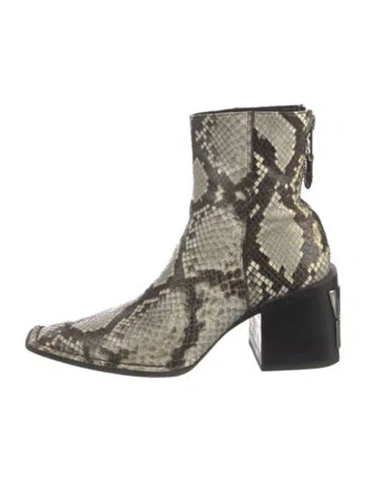Pre-owned Alexander Wang Embossed Leather Animal Print Boots In White