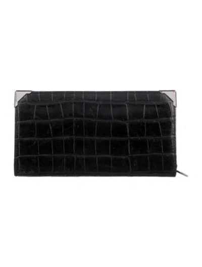 Pre-owned Alexander Wang Embossed Leather Animal Print Continental Wallet In Black