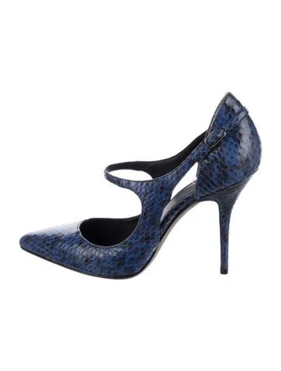Pre-owned Alexander Wang Embossed Leather Animal Print Pumps In Blue