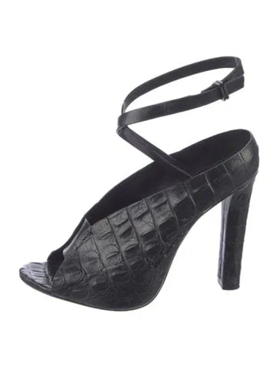 Pre-owned Alexander Wang Embossed Leather Animal Print Sandals In Black