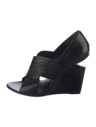 Pre-owned Alexander Wang Embossed Leather Animal Print Sandals In Black