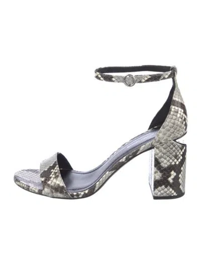 Pre-owned Alexander Wang Embossed Leather Animal Print Sandals In Gray