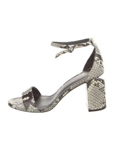Pre-owned Alexander Wang Embossed Leather Animal Print Sandals In Gray