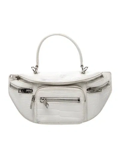 Pre-owned Alexander Wang Embossed Leather Attica Mini Croc In White