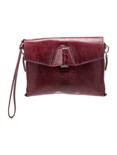 Pre-owned Alexander Wang Embossed Leather Clutch In Red