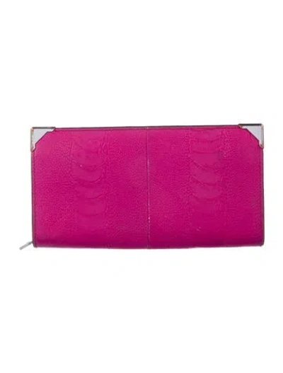 Pre-owned Alexander Wang Embossed Leather Continental Wallet In Pink