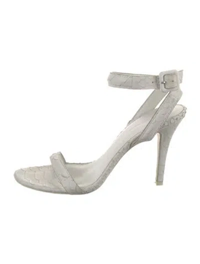 Pre-owned Alexander Wang Embossed Leather Sandals In White