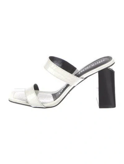 Pre-owned Alexander Wang Embossed Leather Slides In White
