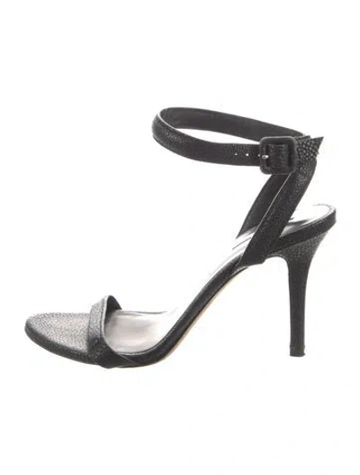 Pre-owned Alexander Wang Embossed Leather Slingback Sandals In Black
