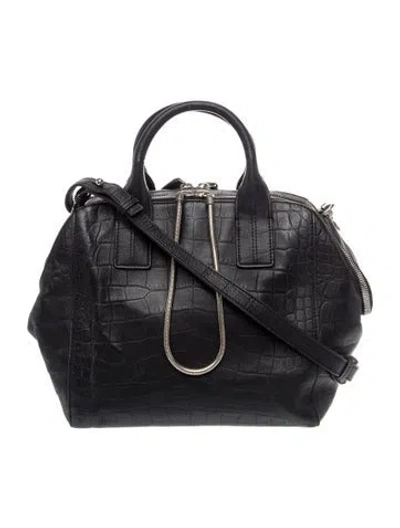 Pre-owned Alexander Wang Embossed Leather Top Handle Bag In Black