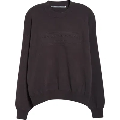 Alexander Wang Embossed Logo Crewneck Sweater In Grey