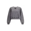 Alexander Wang Embossed Logo Crewneck Sweatshirt In Gray