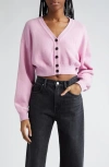 Alexander Wang Long Sleeve Cardigan With V Neck In Pink Lavender