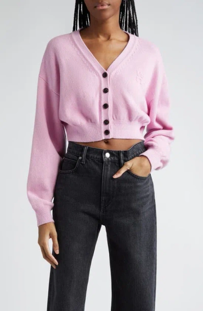 Alexander Wang Long Sleeve Cardigan With V Neck In 粉色