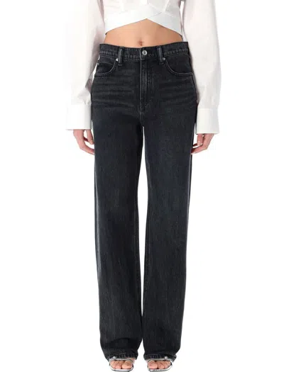 Alexander Wang Relaxed Straight Jeans With Embossed Logo In Black