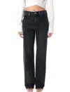 Alexander Wang Embossed Logo Relaxed Straight Jeans In Grey Aged