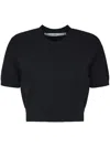 Alexander Wang Embossed Logo Ribbed Short Sleeve Tee In Black