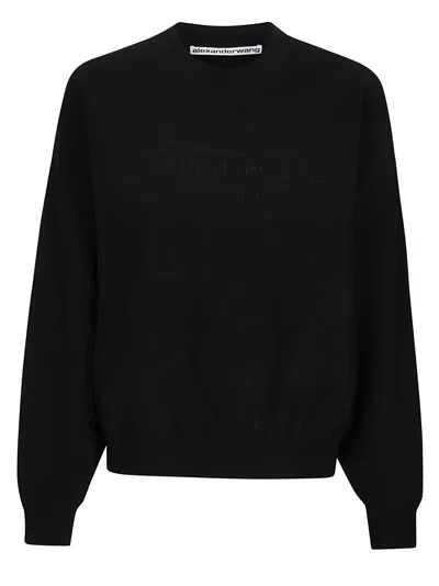 ALEXANDER WANG EMBOSSED LOGO RIBBED SWEATER